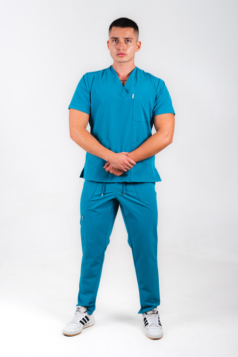 Uniforme quirúrgico para caballero color verde jade corte recto. modelo summer marca addisonscrubs.